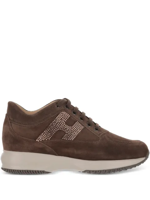 Hogan crystal-embellished suede sneakers