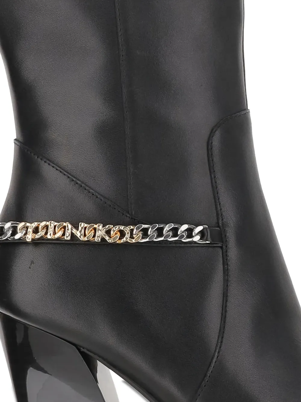PINKO 90mm chain-embellished leather boots Black