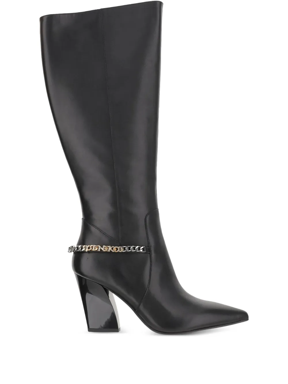 PINKO 90mm chain-embellished leather boots Black