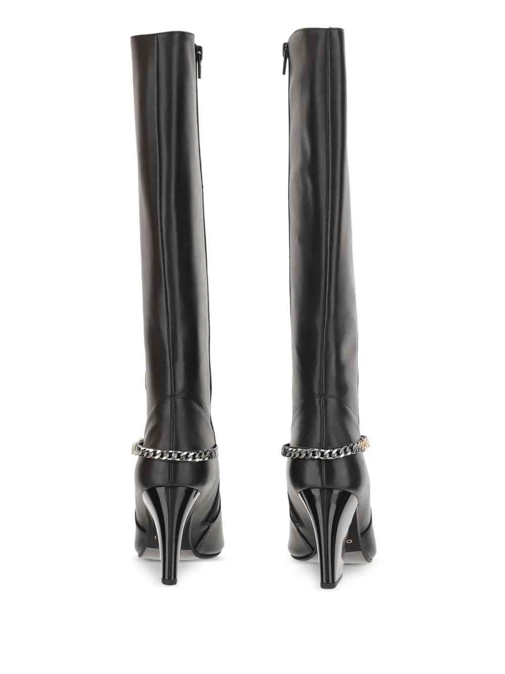 PINKO 90mm chain-embellished leather boots Black