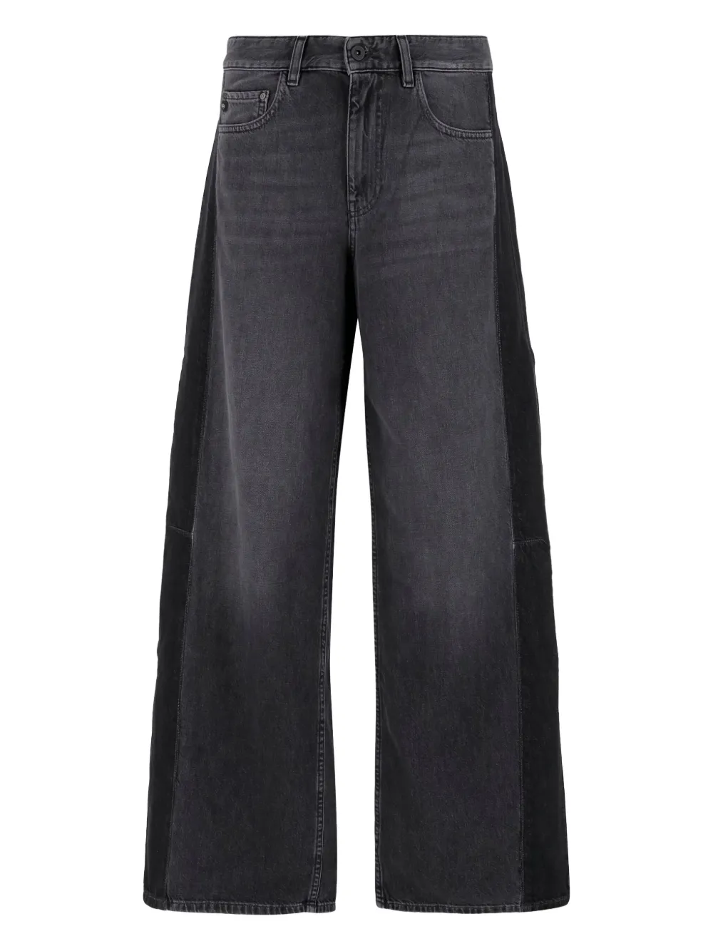 panelled cotton-blend jeans