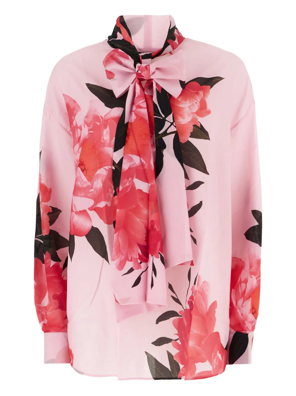 CHIARA BONI La Petite Robe peony-print bow blouse | Pink | Image 1
