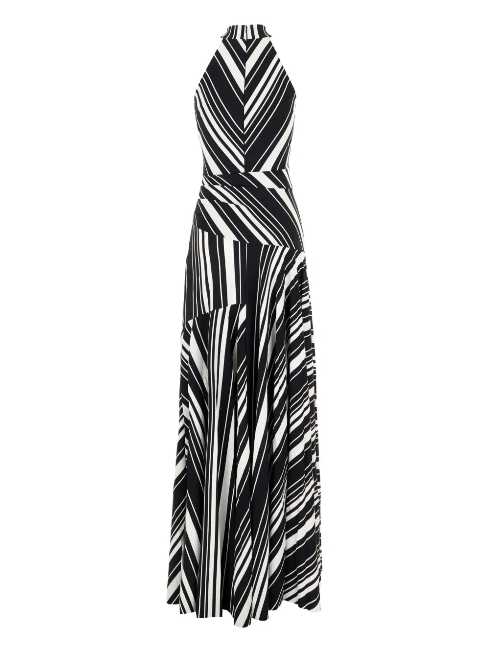 CHIARA BONI La Petite Robe stripe halter neck dress - Zwart