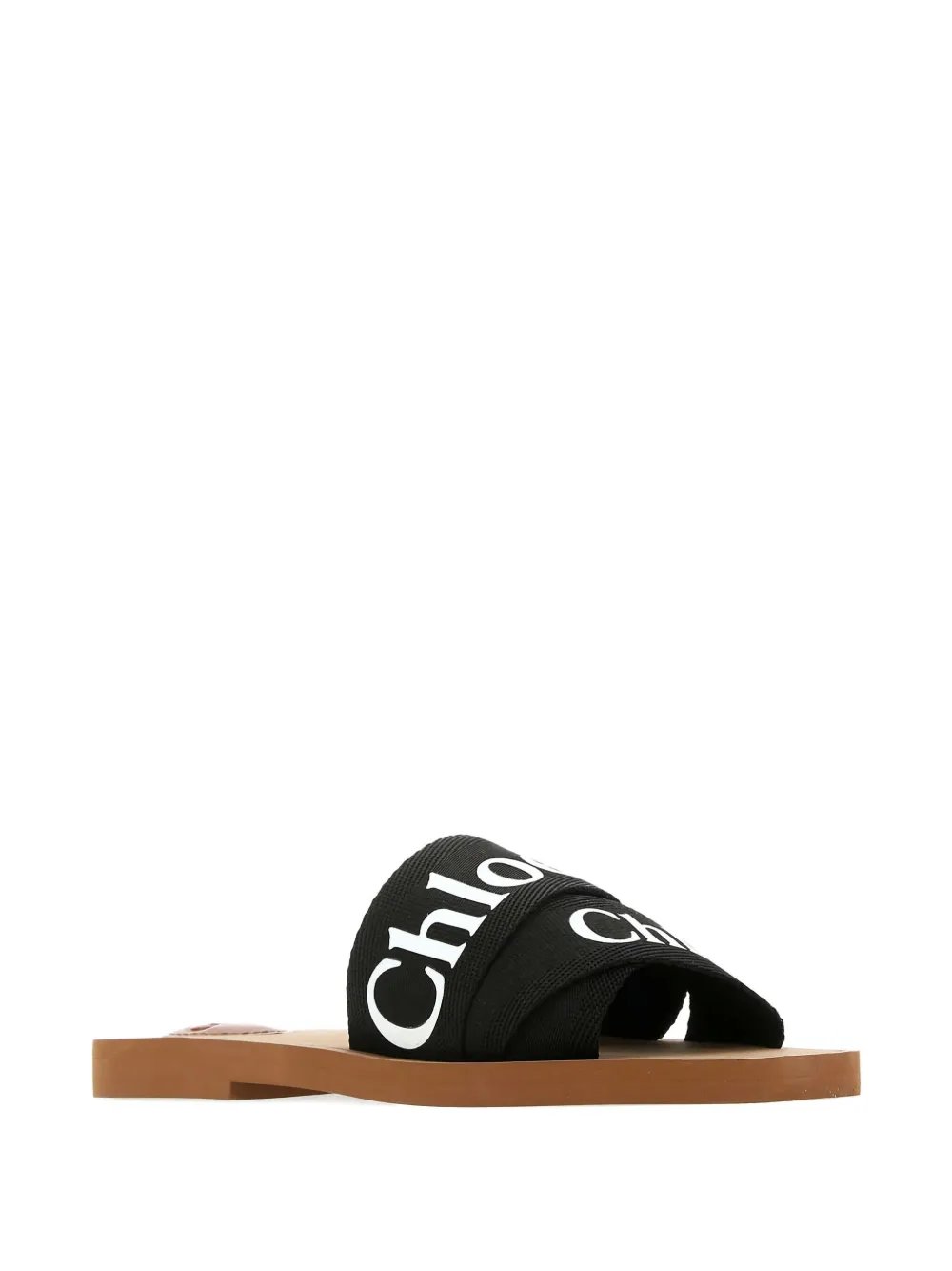 Chloé Woody Logo-strap Flat Sandals In Black
