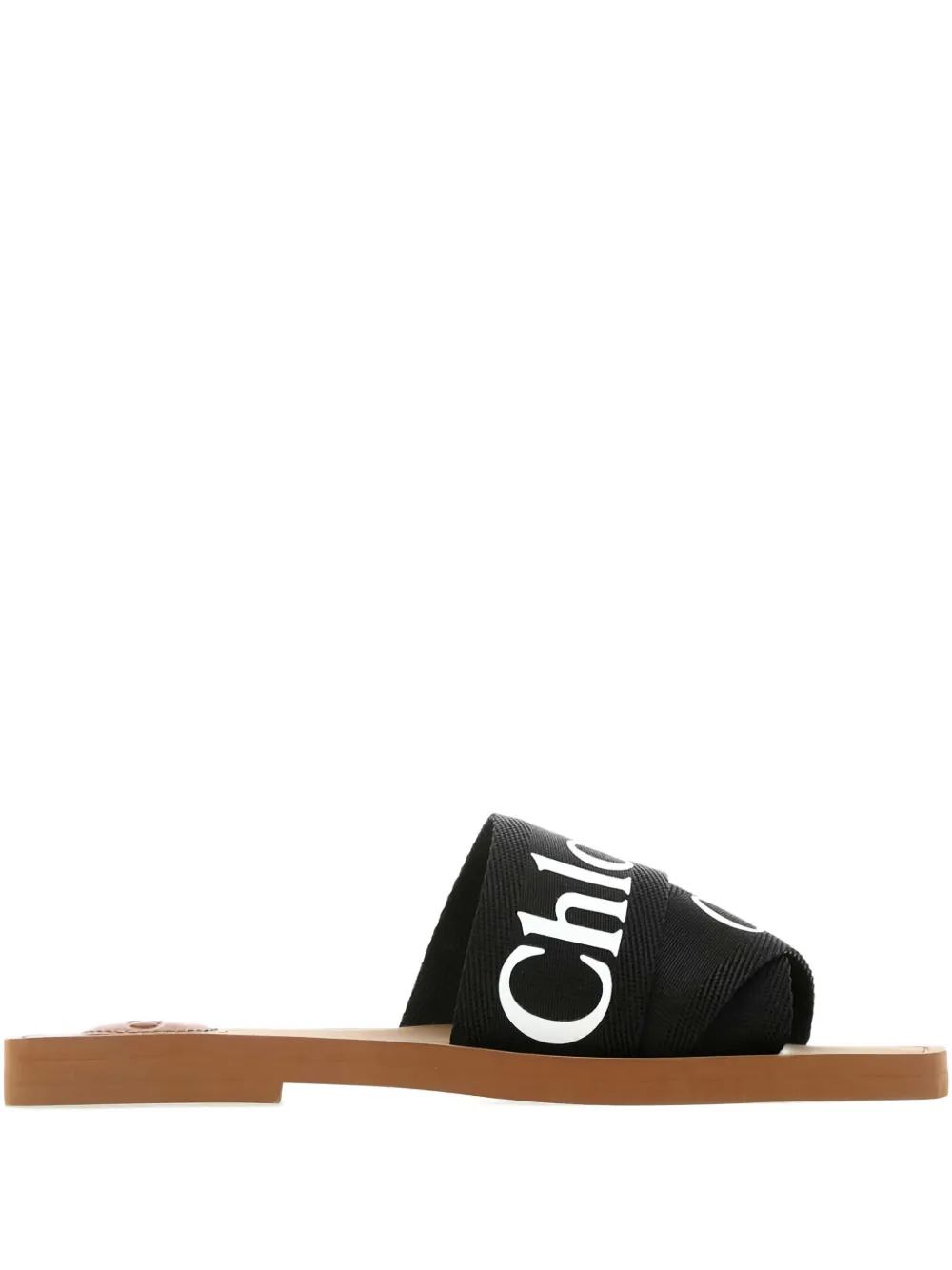 Chloé Woody Logo-strap Flat Sandals In Black