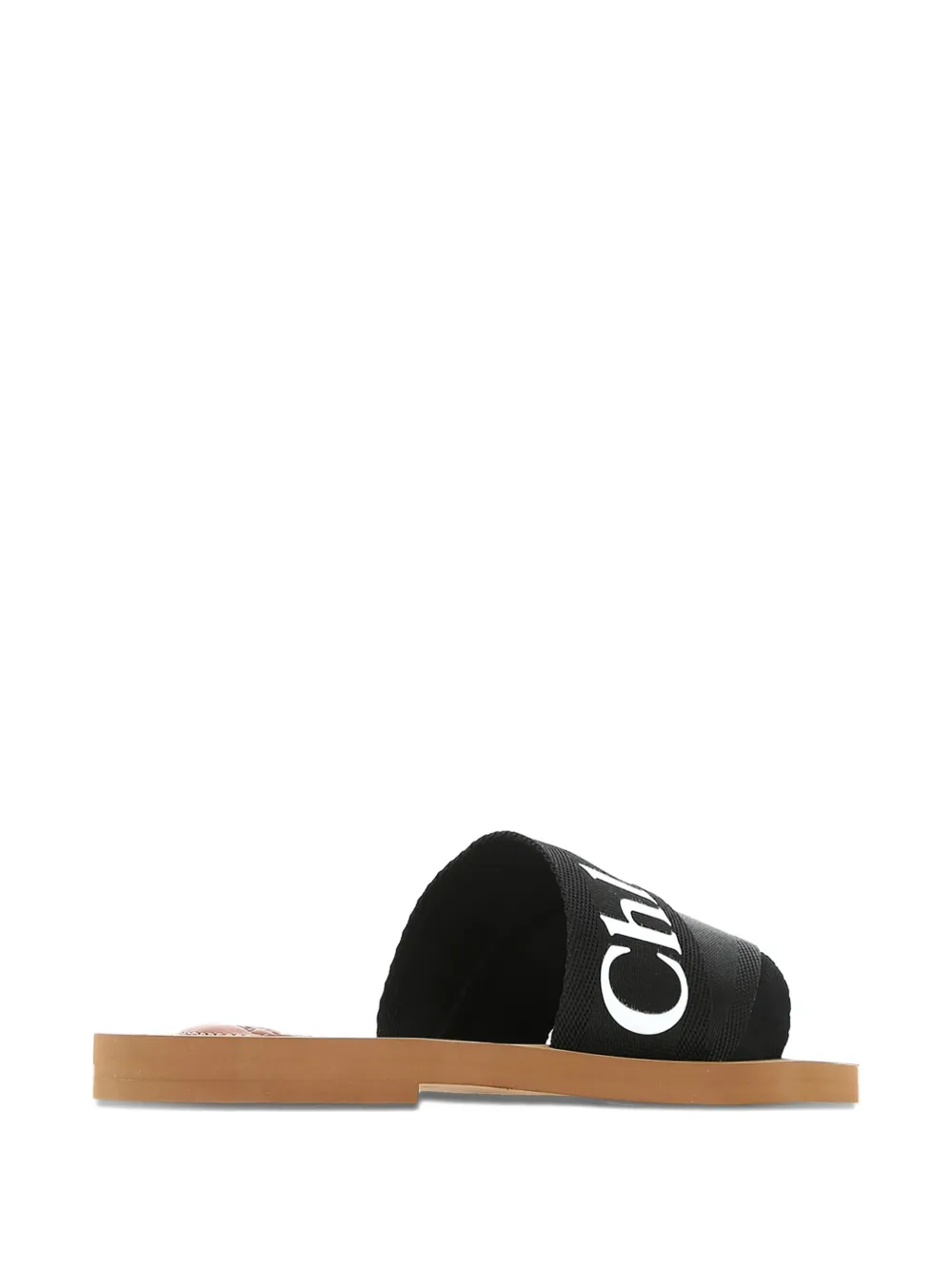 Chloé Woody Logo-strap Flat Sandals In Black