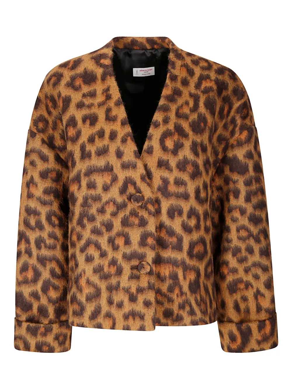 Alberto Biani leopard-print button jacket Bruin