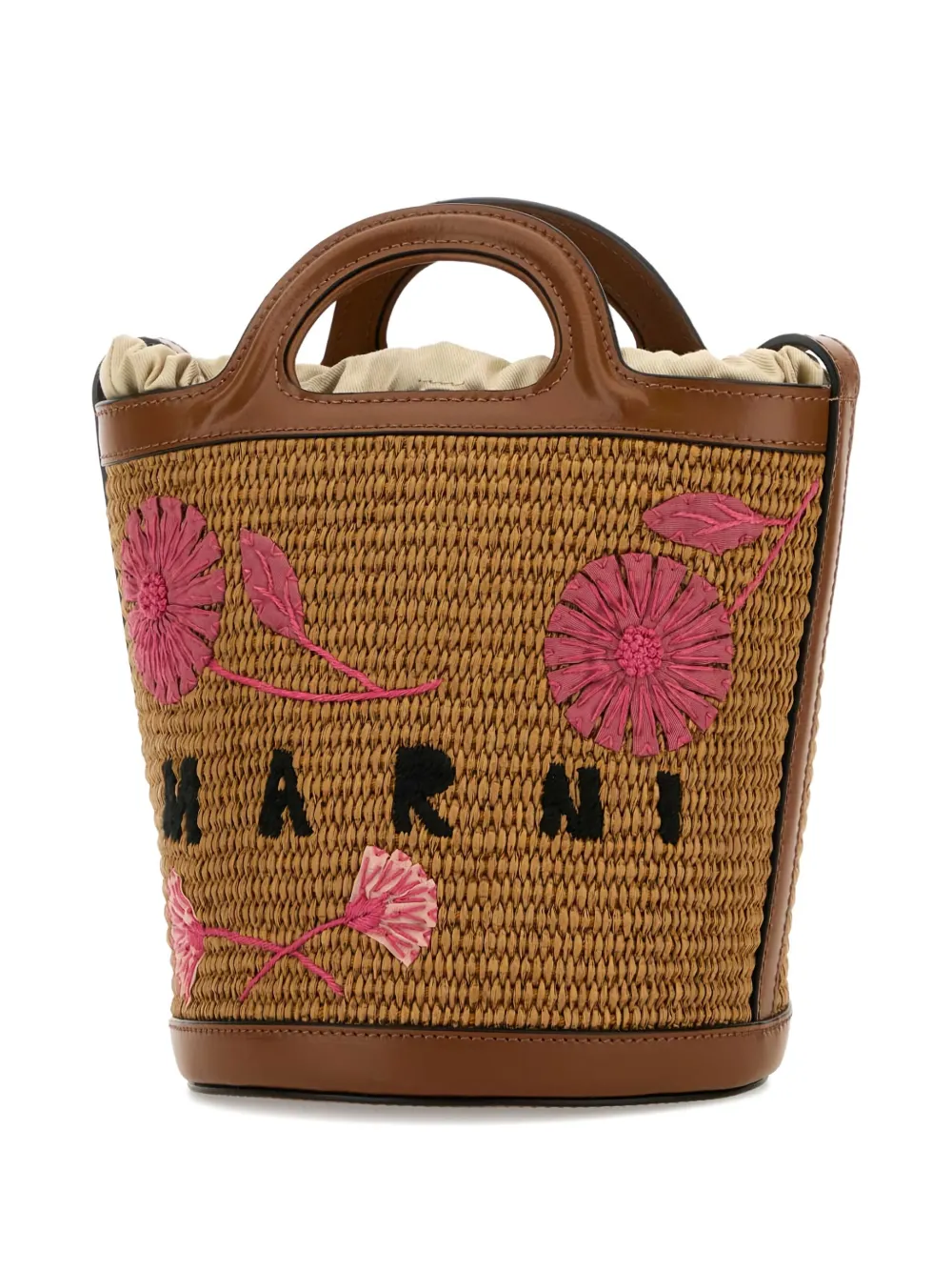 Marni Kleine Tropicalia bucket-tas met geborduurde bloemen Bruin