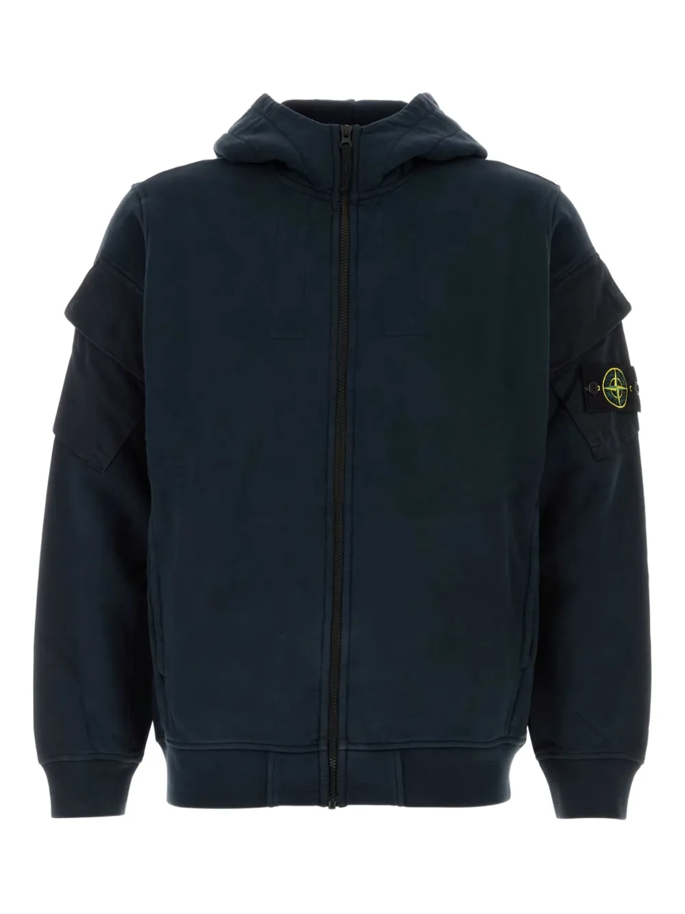 Stone Island zip-up cotton hoodie Blauw