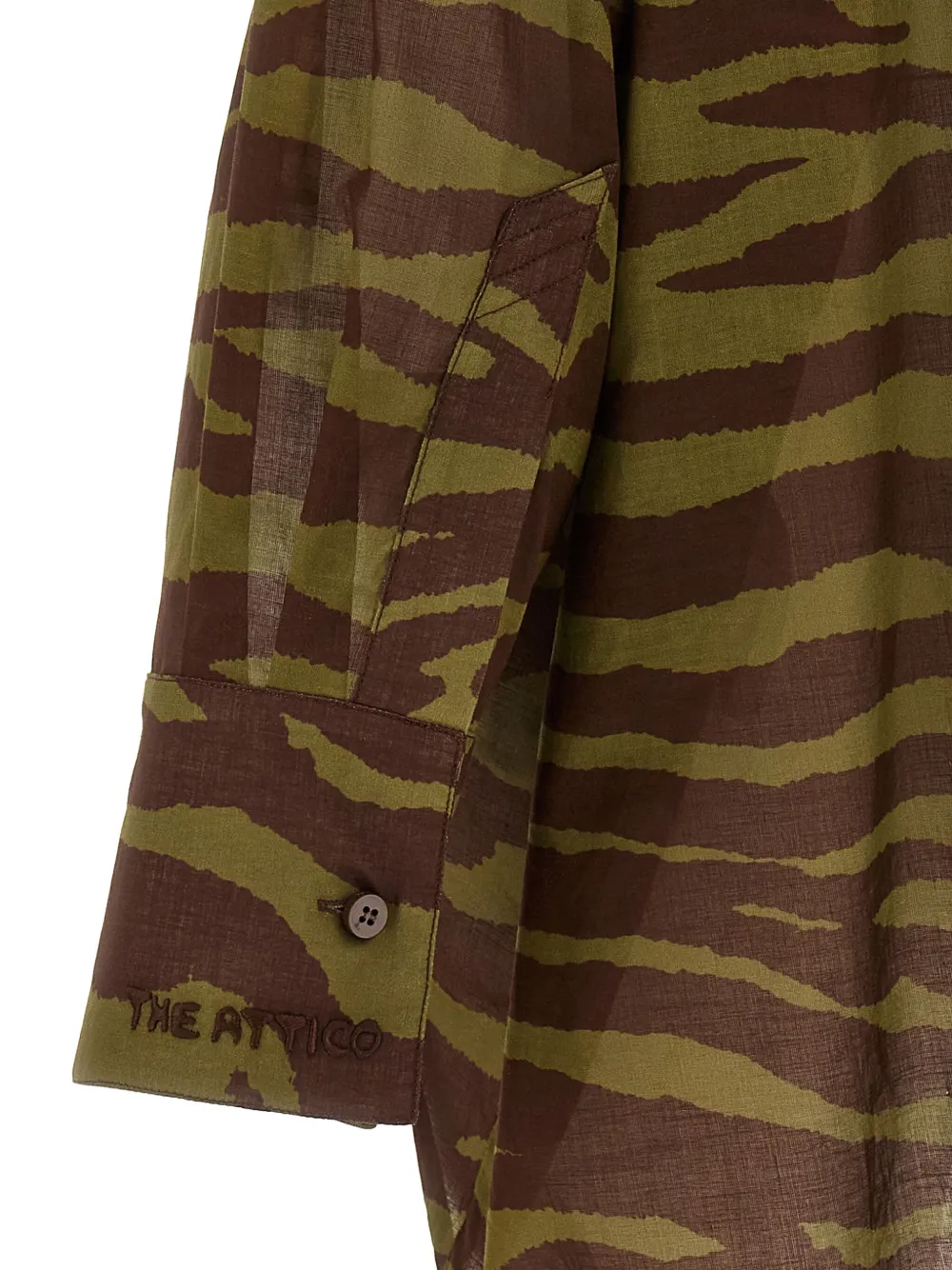 The Attico Blouse met dierenprint en split Bruin