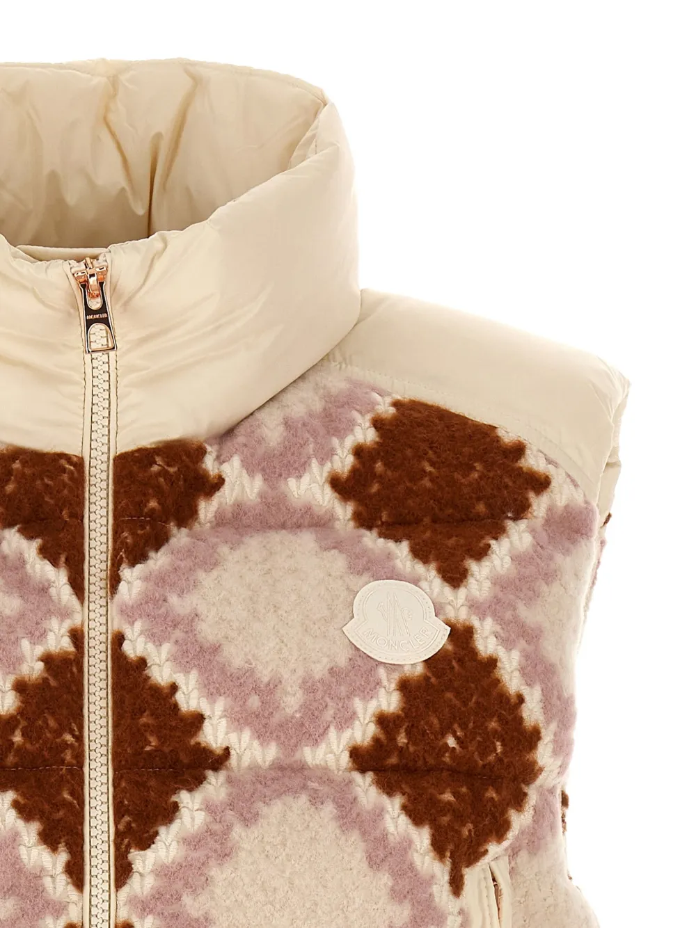 Moncler Armathia quilted diamond-pattern vest Beige