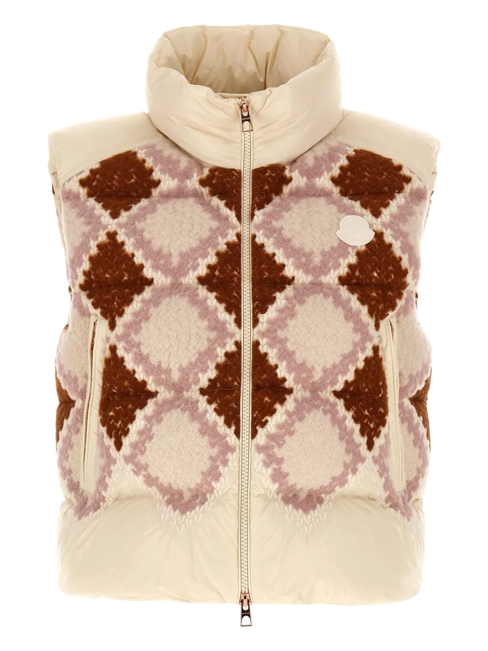 Moncler Armathia quilted diamond-pattern vest Beige