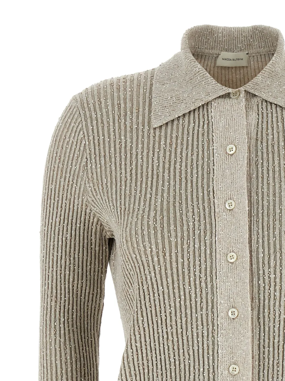 Magda Butrym Marled ribgebreid vest Grijs