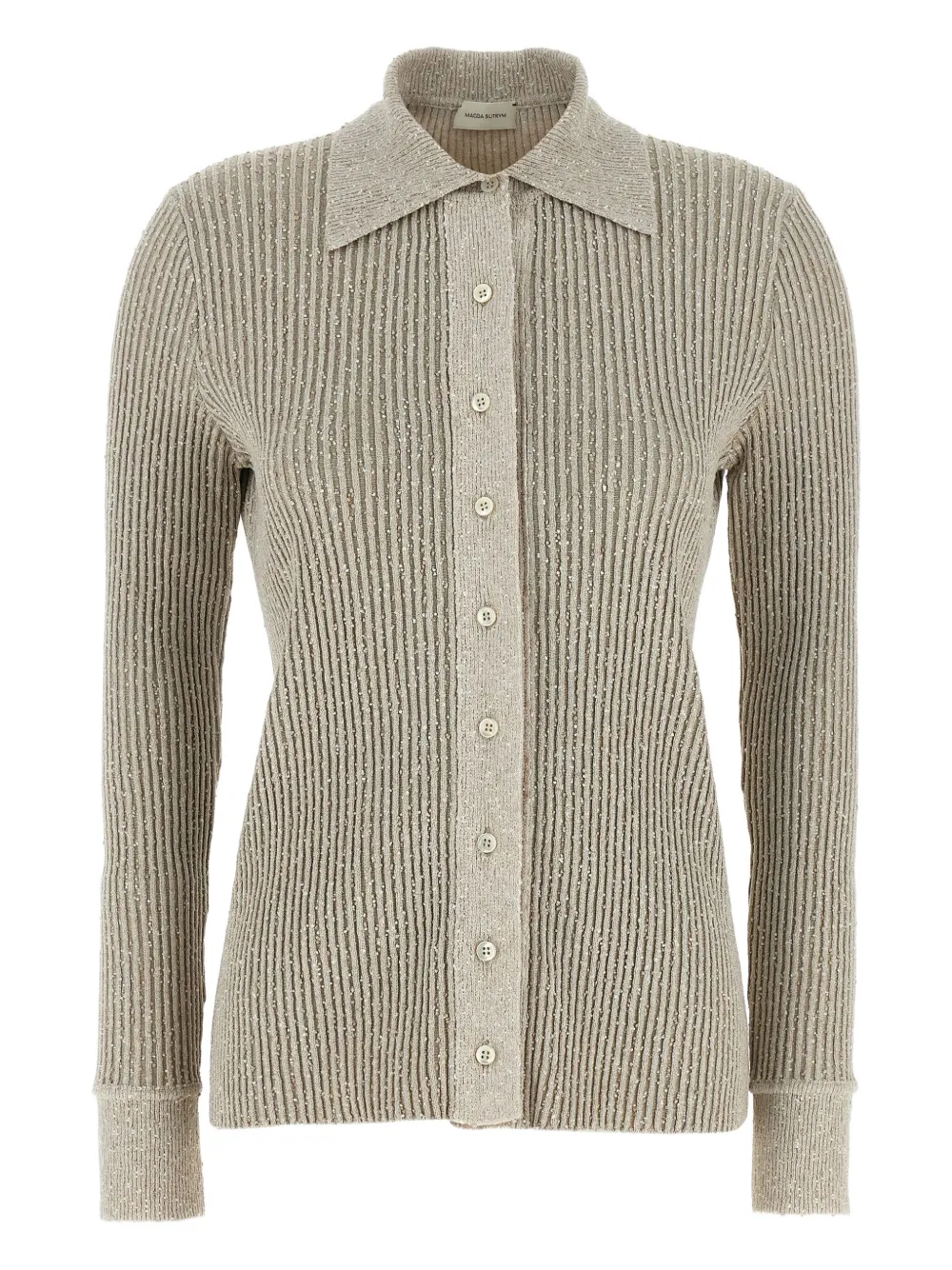 Magda Butrym Marled ribgebreid vest Grijs