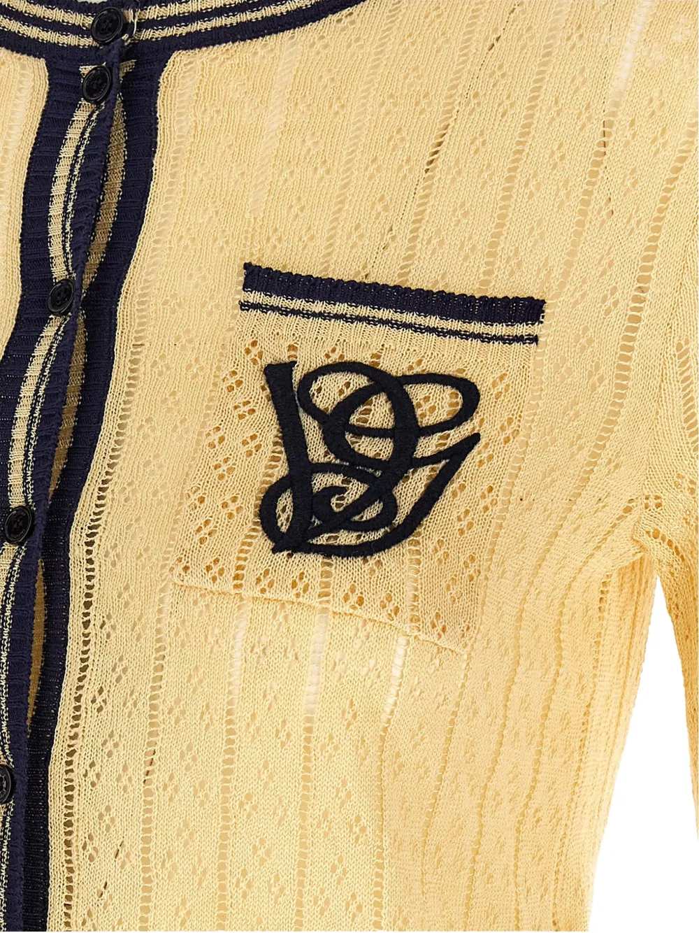 Valentino Garavani embroidered-logo short-sleeve cardigan Geel