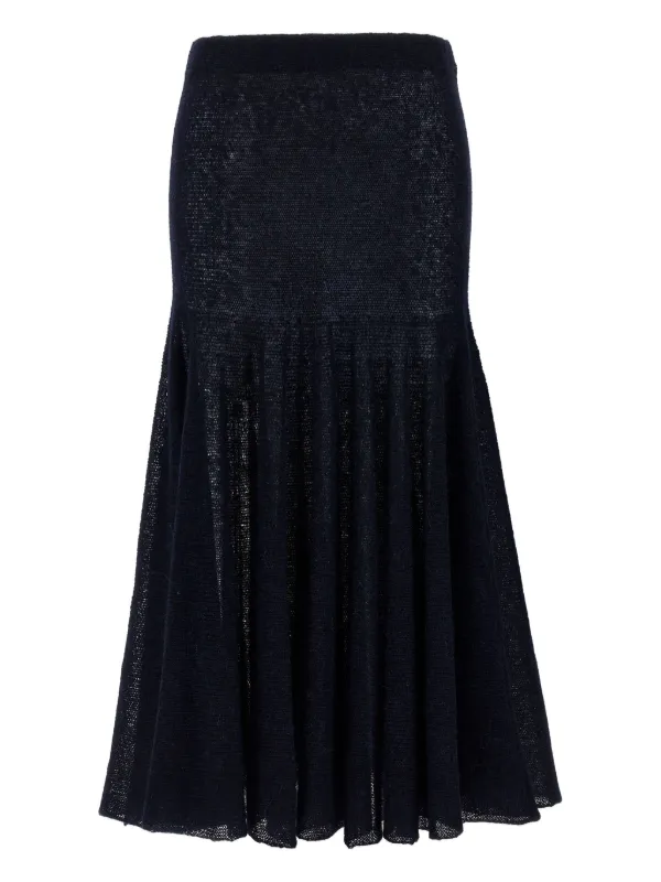 Magda Butrym Elastic-waistband Flared Midi Skirt in Blue