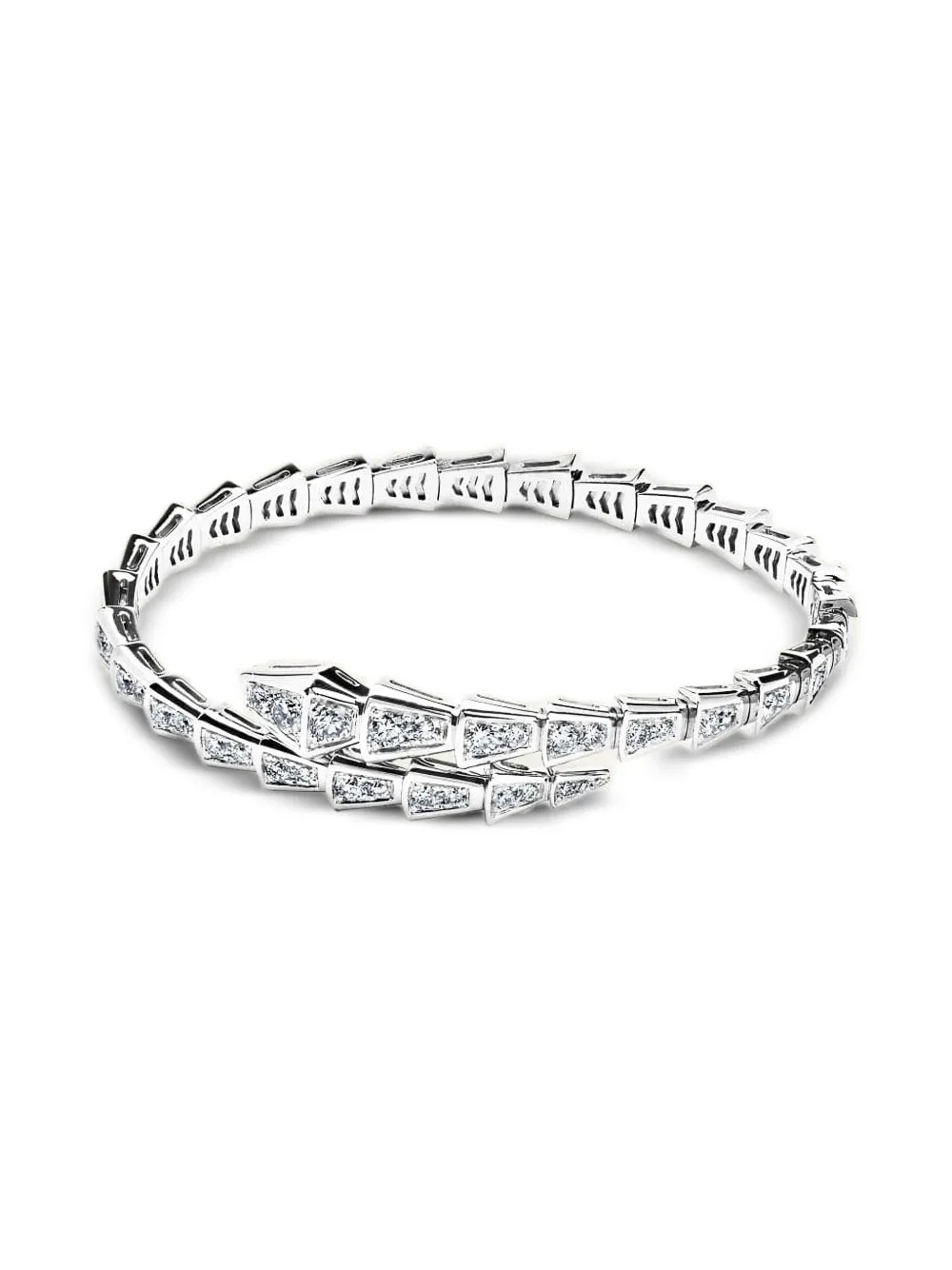 18k white gold slim Serpenti Viper diamond bracelet