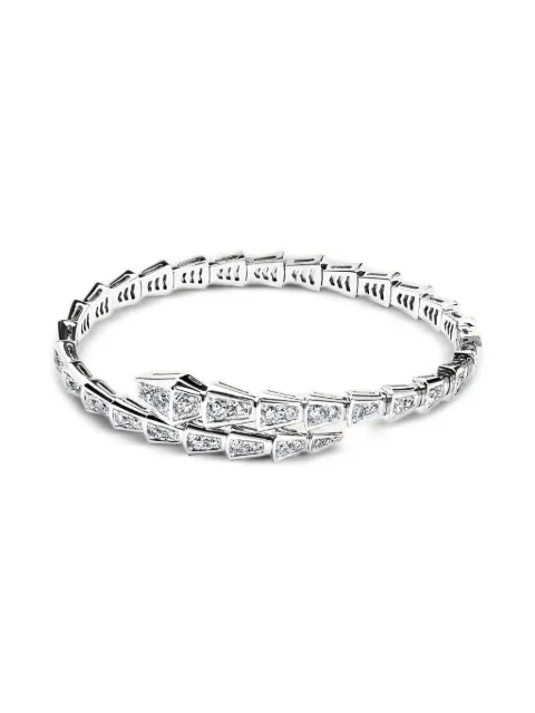 Bvlgari 18kt witgouden Serpenti Viper smalle armband met diamant