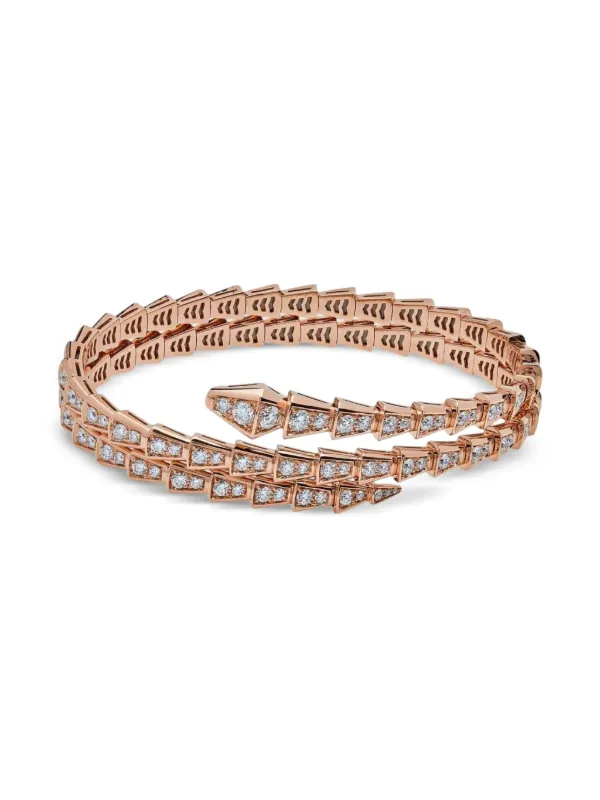 Bvlgari 18K Rose Gold Serpenti Viper Diamond Bracelet Gold