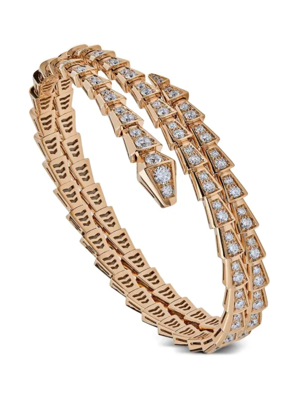 Bvlgari 18K Rose Gold Serpenti Viper Diamond Bracelet Gold