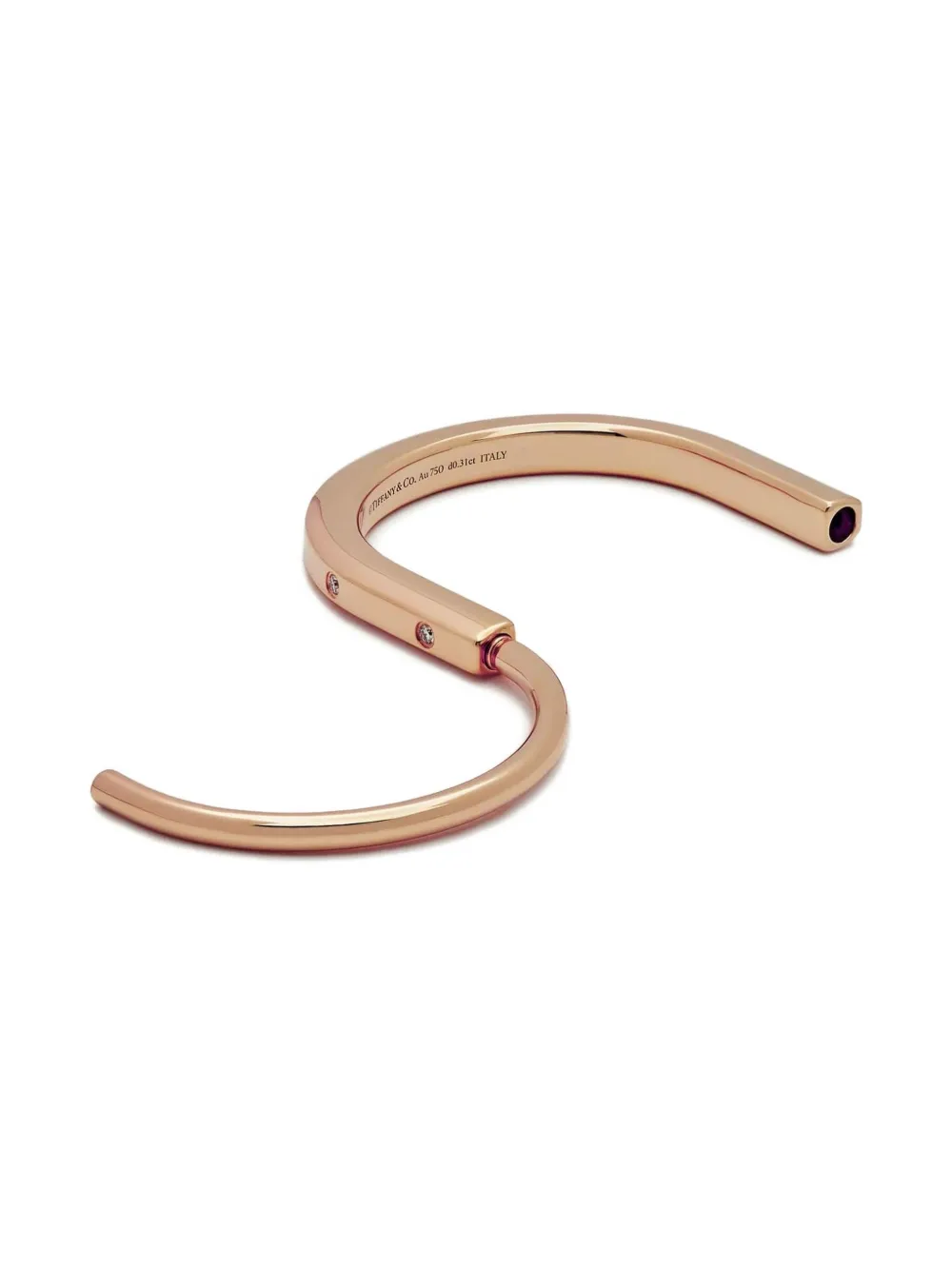 18k Rose Gold Lock Diamond Bangle Bracelet