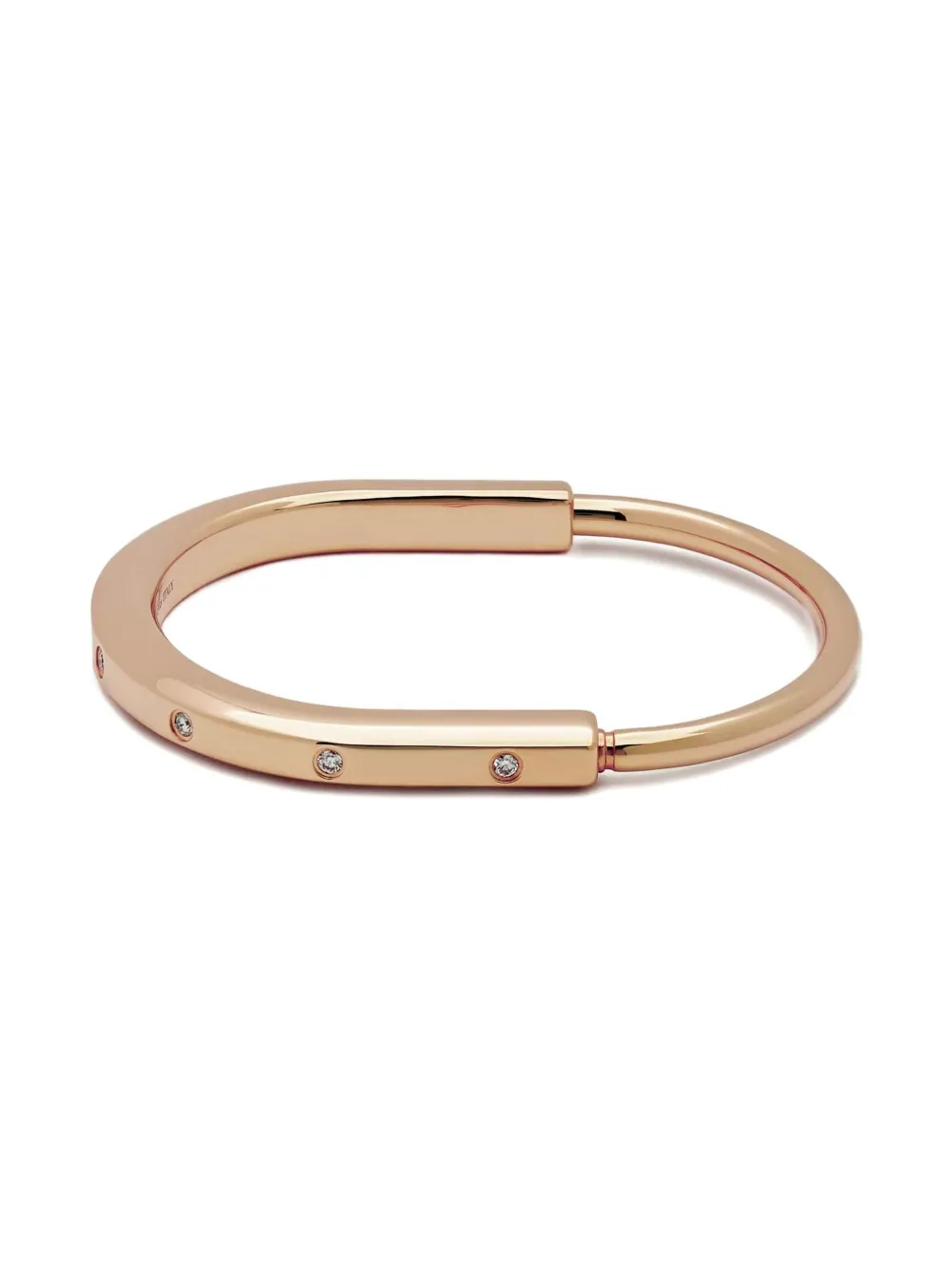 18k Rose Gold Lock Diamond Bangle Bracelet