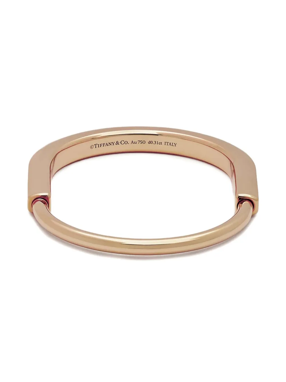 18k Rose Gold Lock Diamond Bangle Bracelet