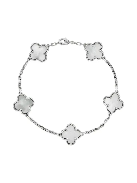 Van Cleef & Arpels Vintage Bracciale Alhambra in oro bianco 18 carati con madreperla