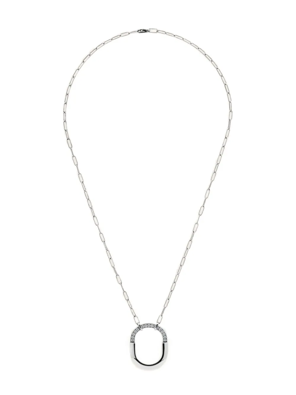Tiffany & Co. 18K white gold medium Lock diamond necklace | White | Image 1