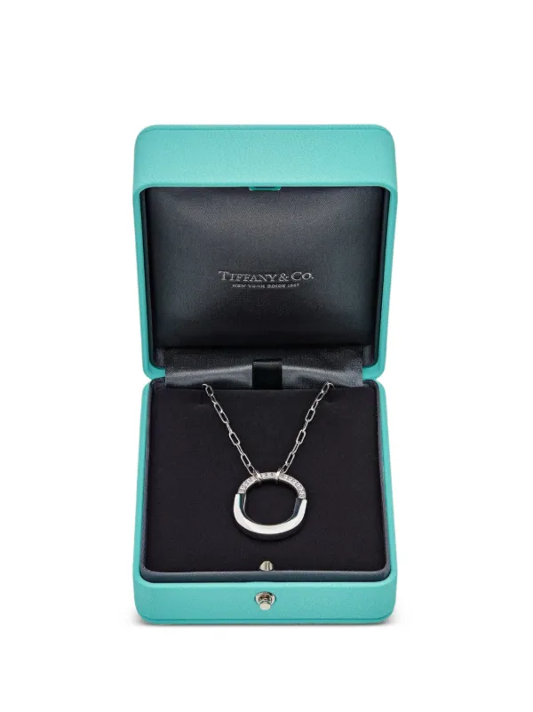Tiffany & Co. Lock ダイヤモンド ネックレス M 18Kホワイトゴールド