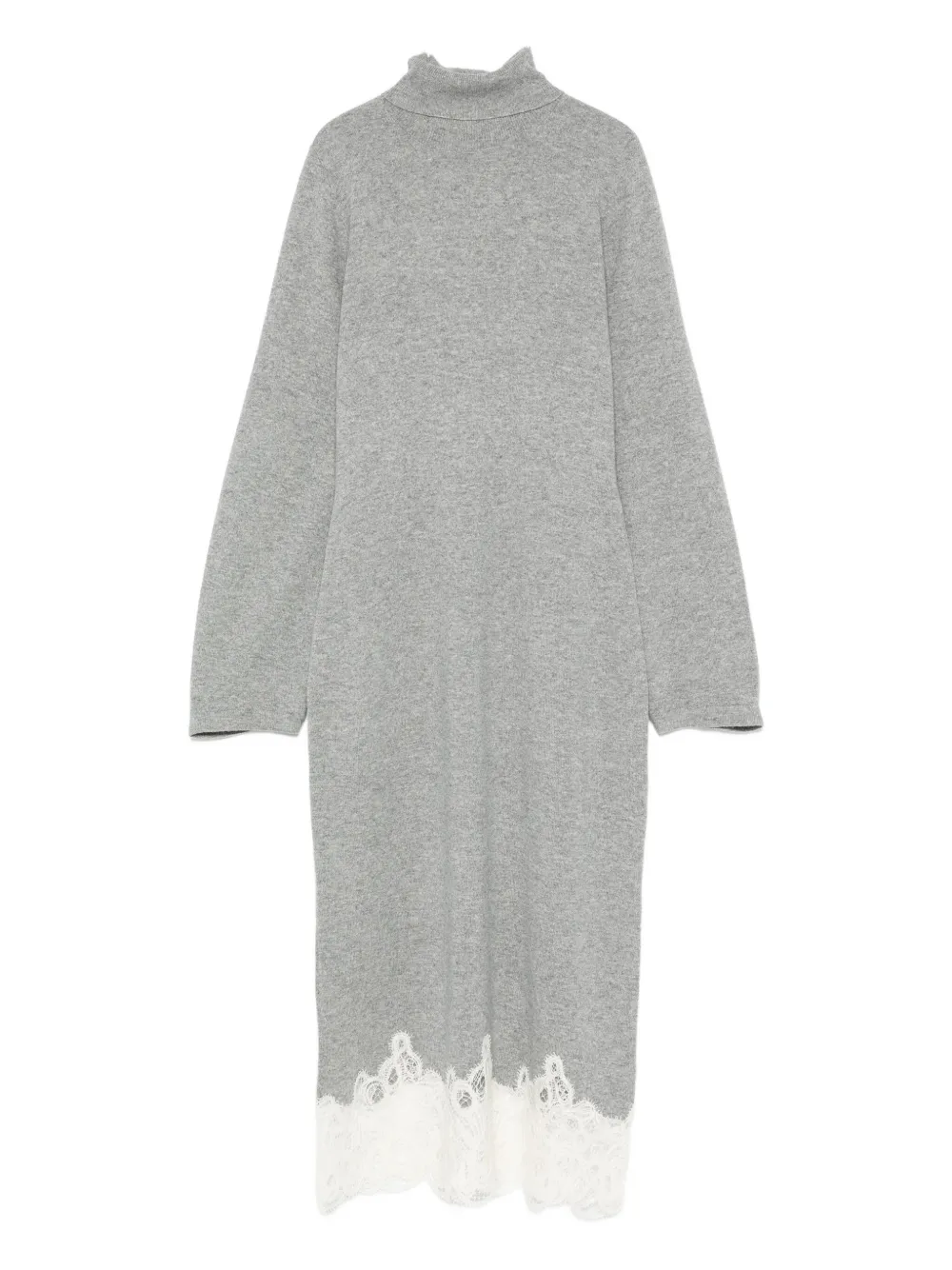 Fabiana Filippi Turtleneck Lace-trimmed Midi Dress In Gray