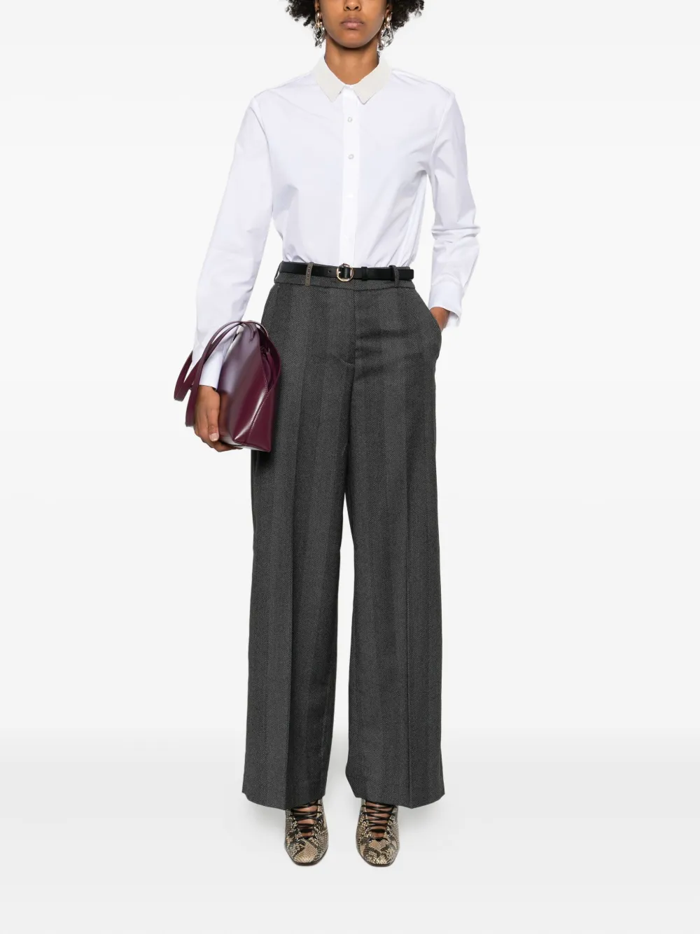 Fabiana Filippi Katoenen blouse met verfraaide kraag - Wit