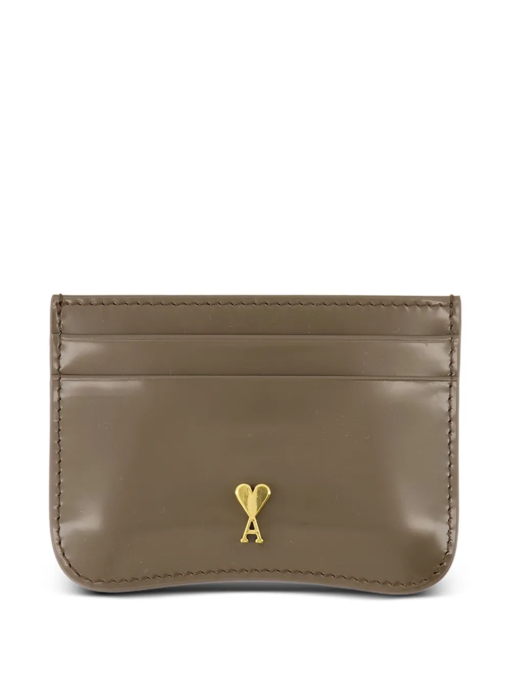 Ami Alexandre Mattiussi Logo-plaque Calfskin Cardholder In Green