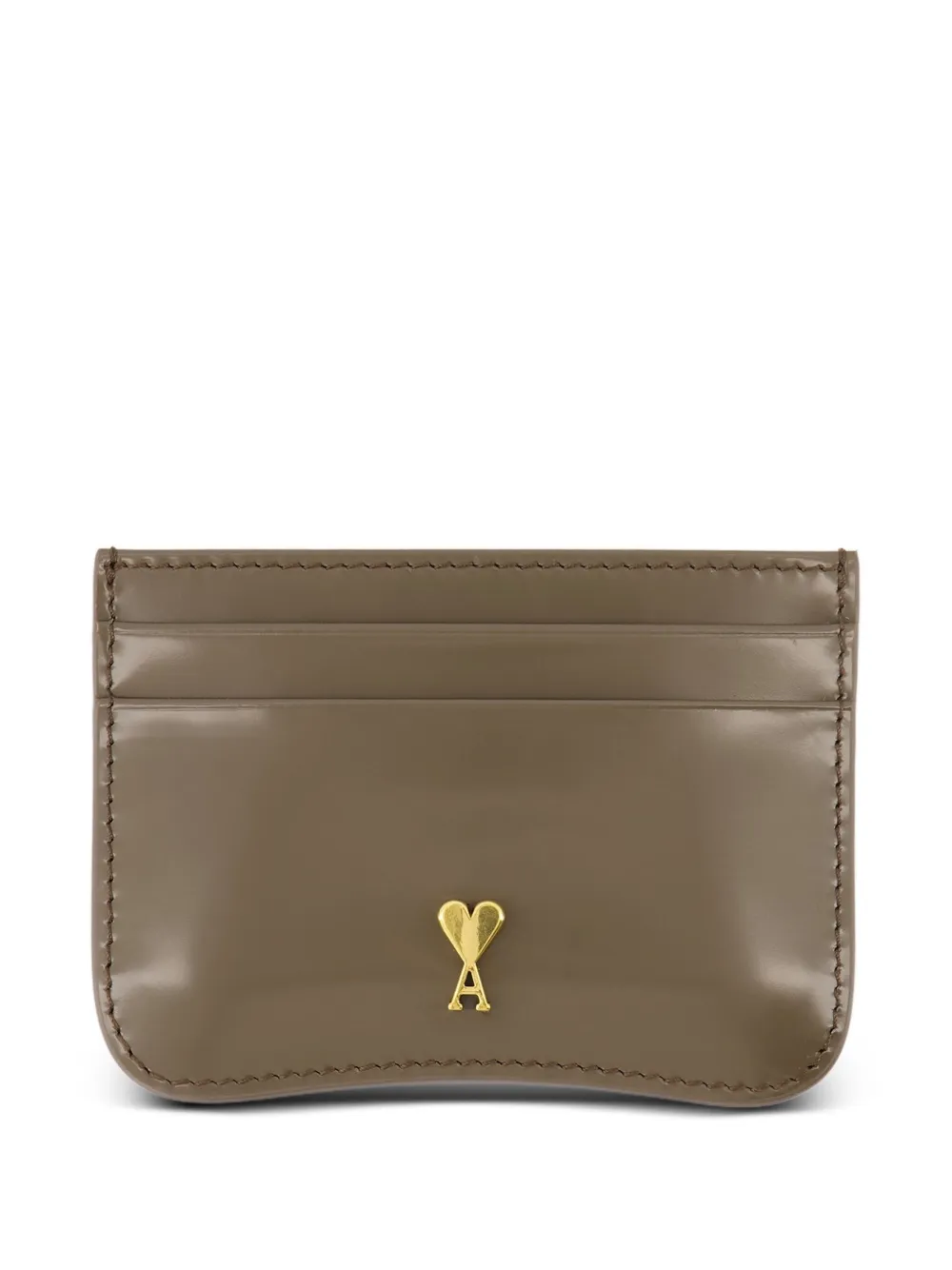 AMI Paris logo-plaque calfskin cardholder - Verde