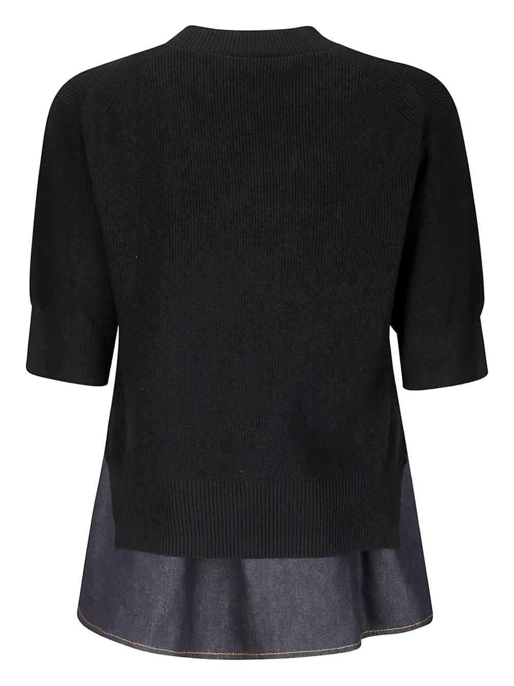 Sacai denim-panel knit top - Zwart