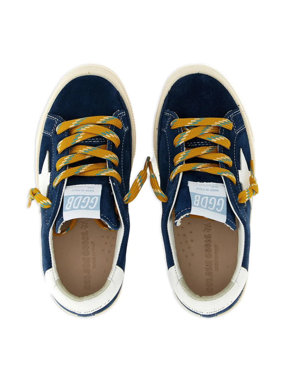 Golden Goose Kids May star-detail suede sneakers Blue