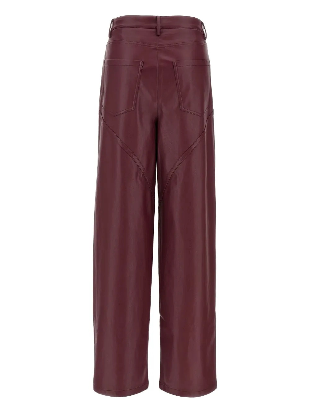 Rotate Birger Christensen Mid-rise Faux Leather Wide-leg Pants In Brown