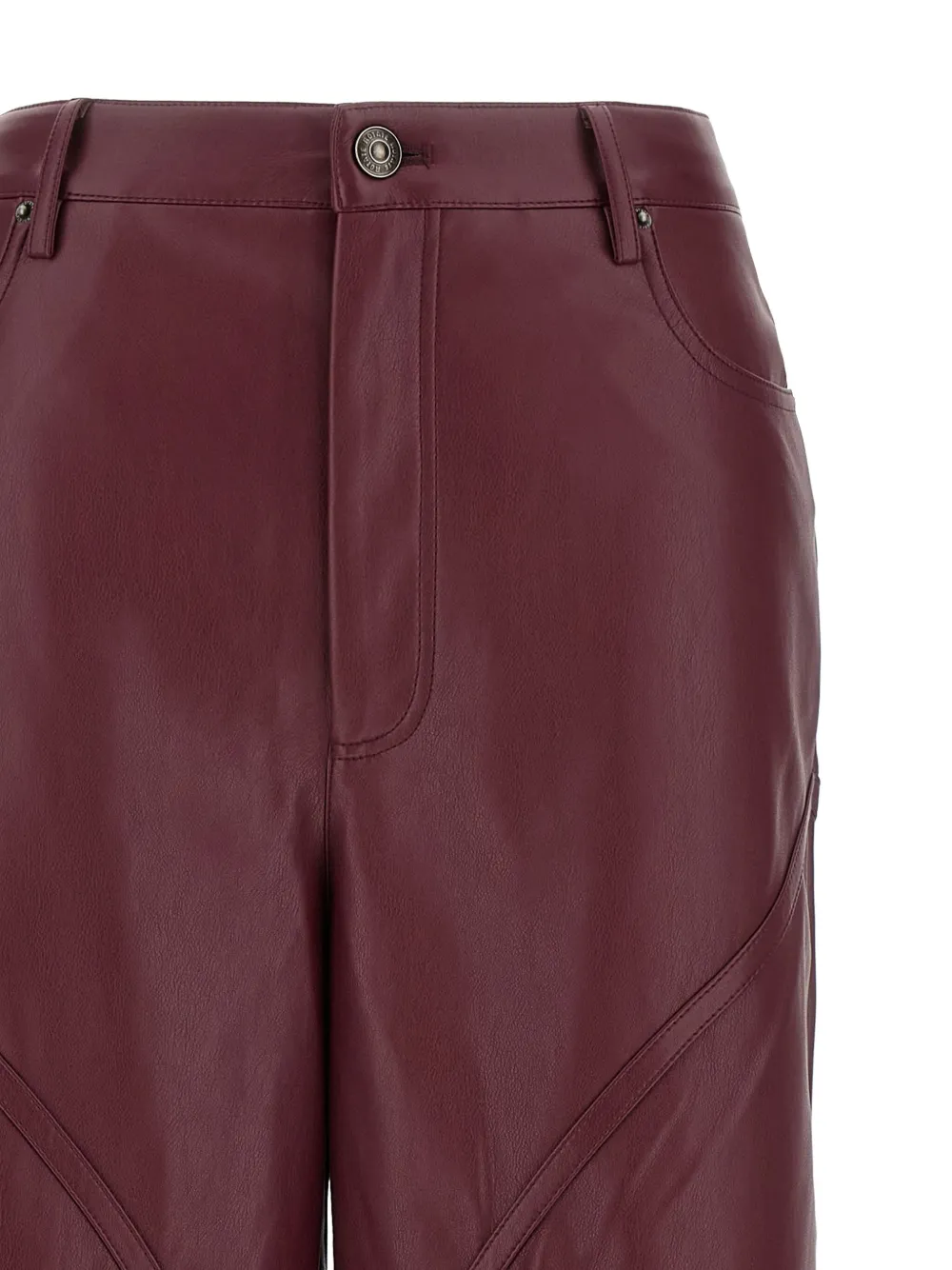 Rotate Birger Christensen Mid-rise Faux Leather Wide-leg Pants In Brown