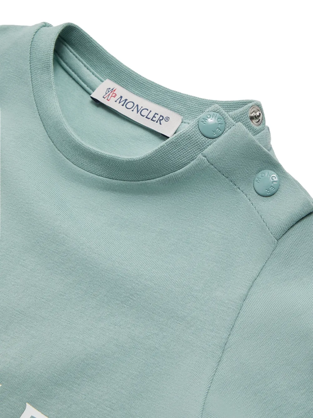 Moncler Enfant Katoenen T-shirt met eendenlogo Groen