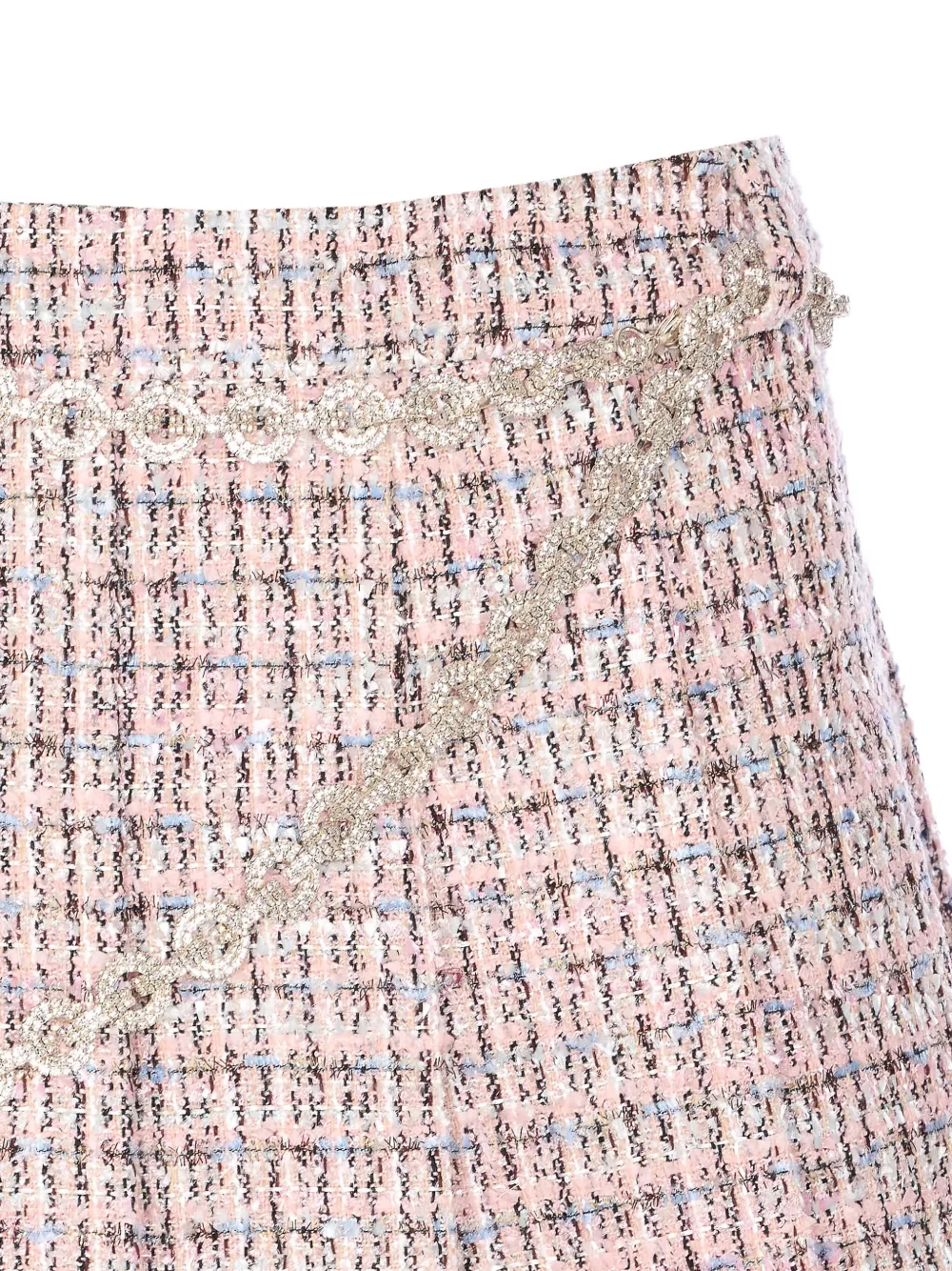 Self-Portrait crystal-embellished tweed mini skirt Roze