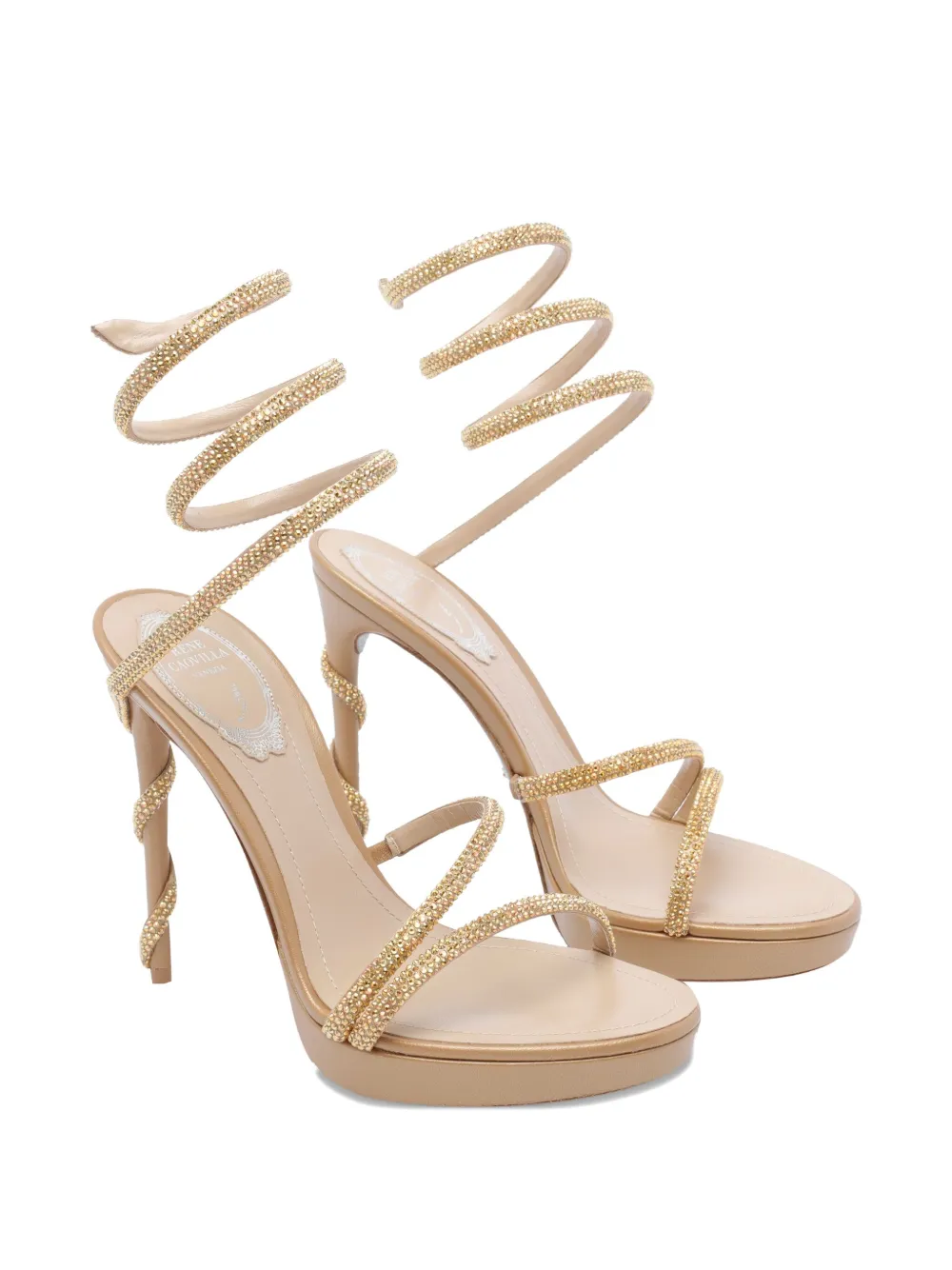 René Caovilla Margot Honey Platform Sandal 120 In Gold