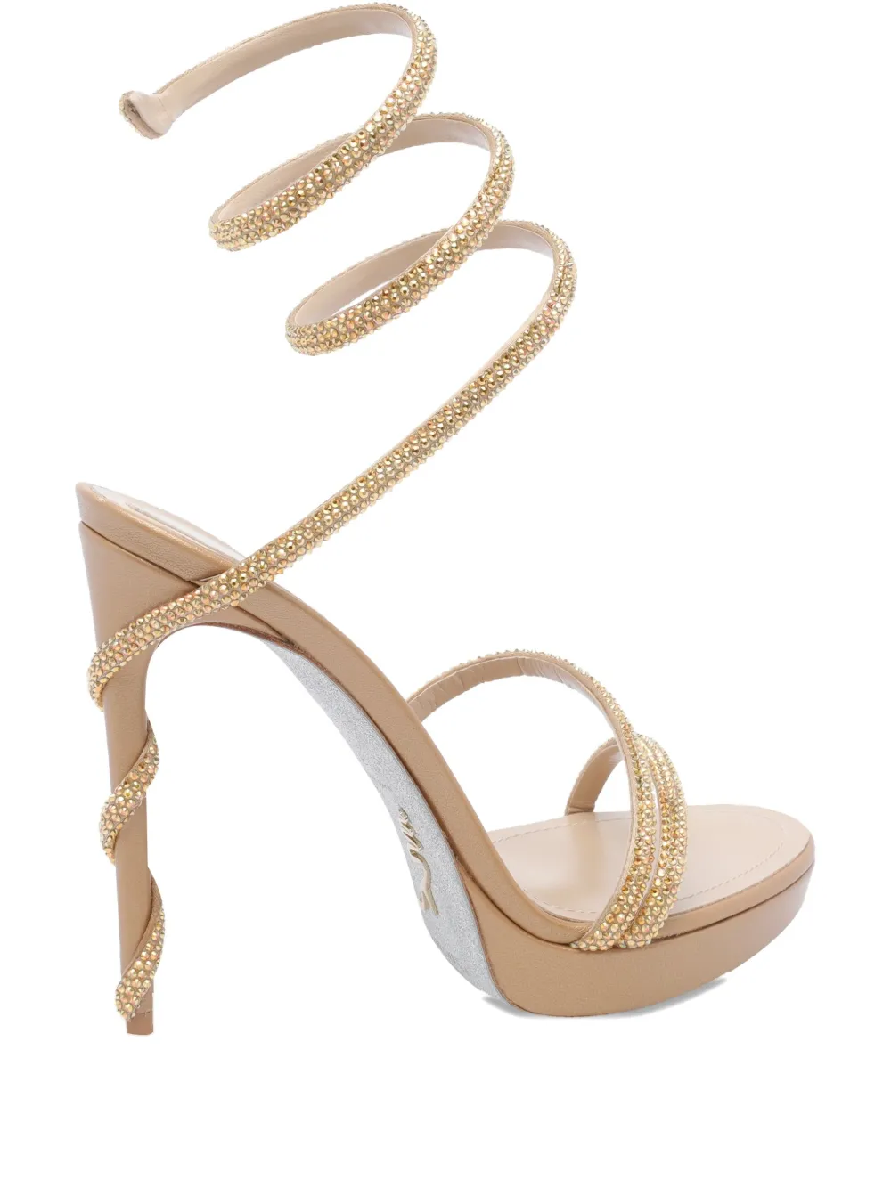 René Caovilla Margot Honey Platform Sandal 120 In Gold