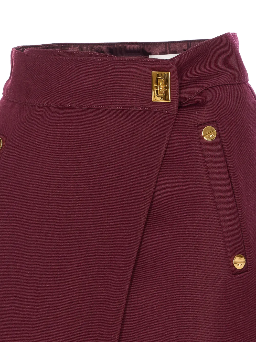 Elisabetta Franchi Skirt Bordeaux Wrap Wallet Button Gold In Red