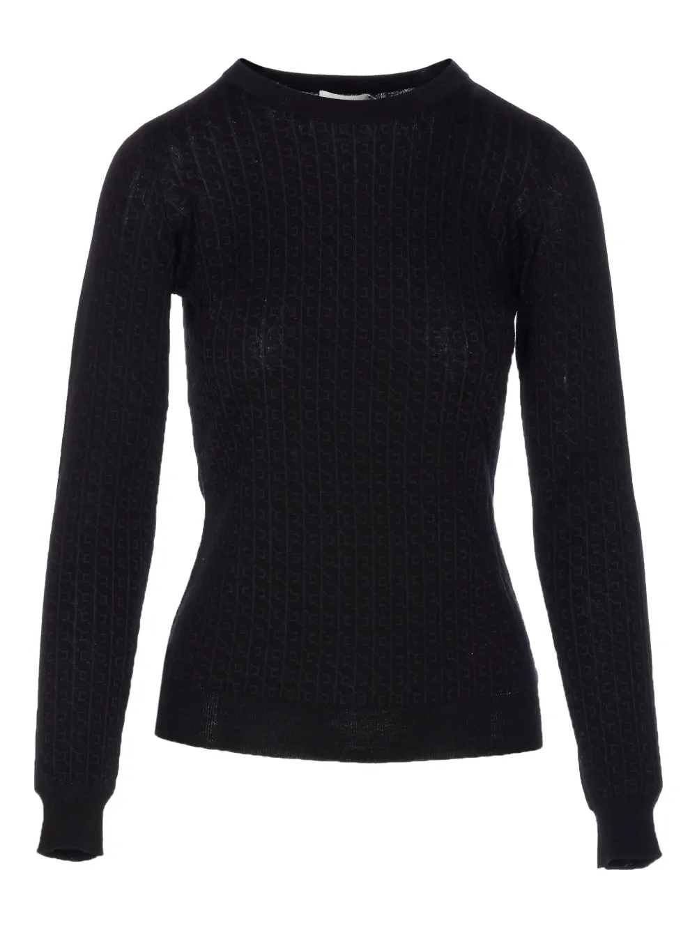 Elisabetta Franchi logo-pattern crew-neck sweater Zwart