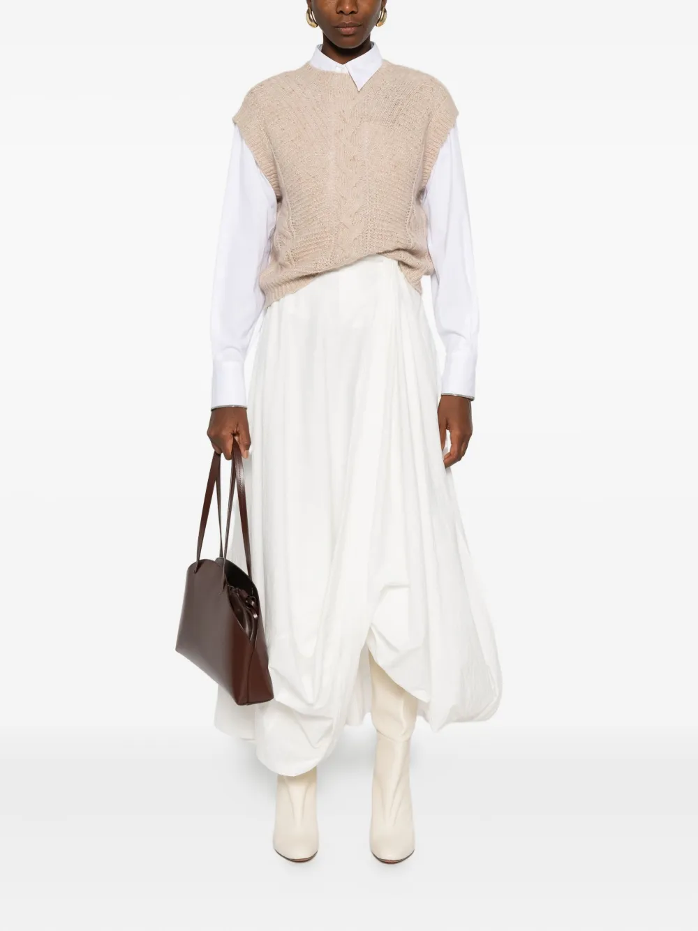 Max Mara cable-knit sleeveless vest Beige