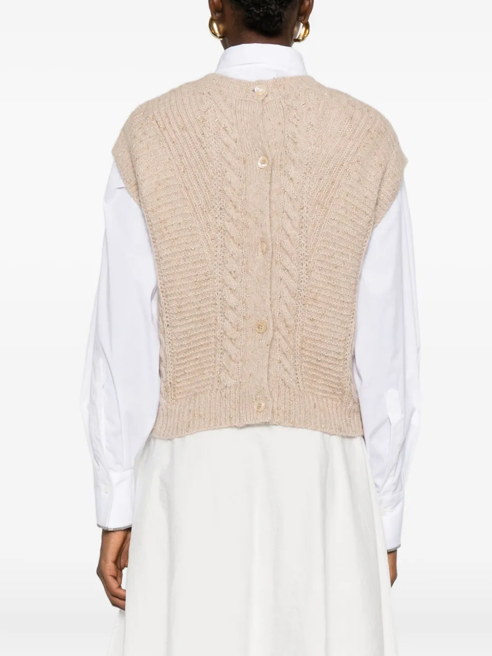 Max Mara cable-knit sleeveless vest Beige