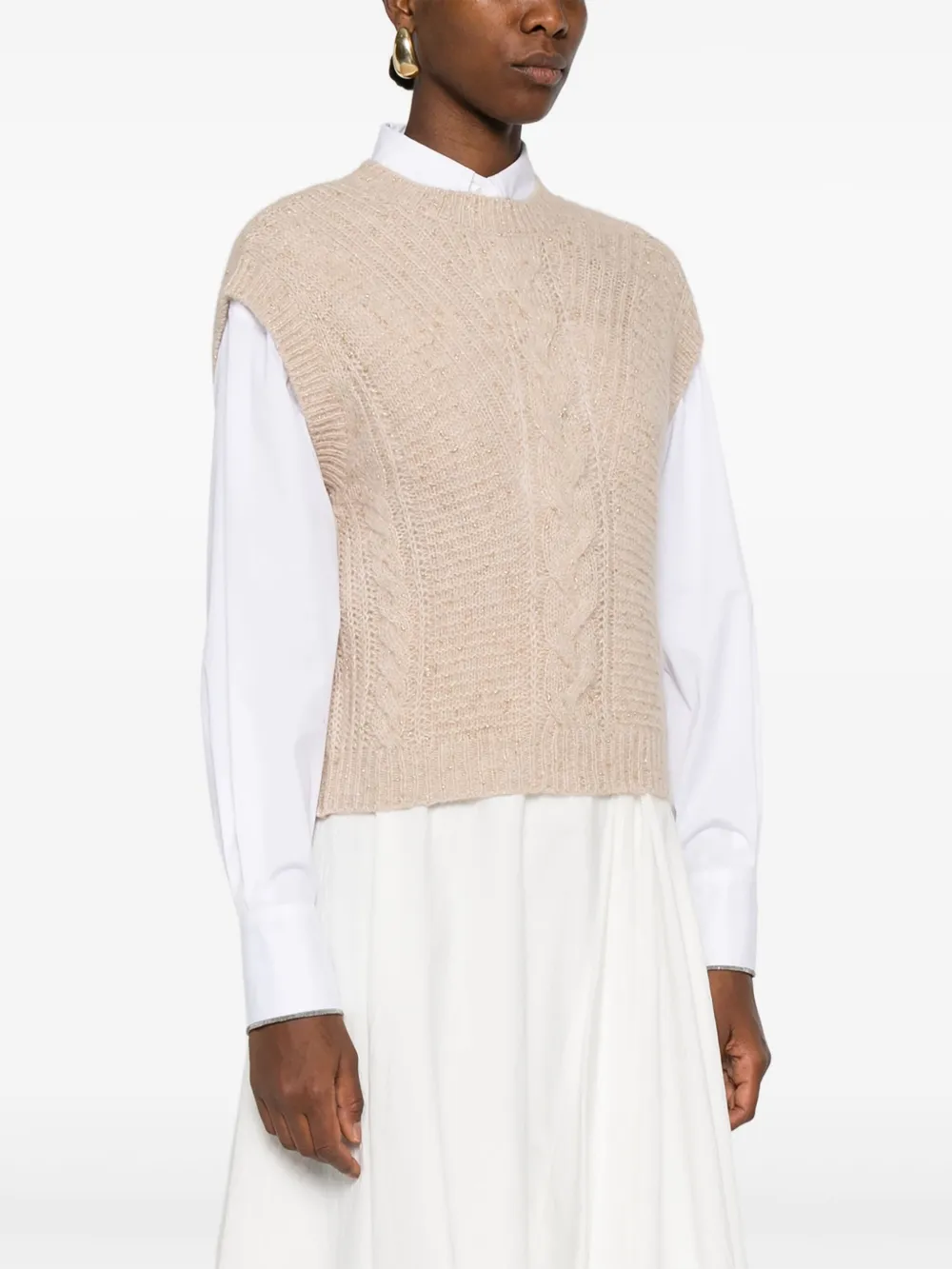 Max Mara cable-knit sleeveless vest Beige