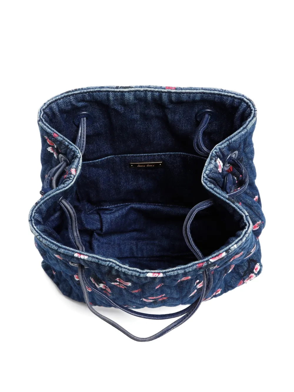 Pre-owned Miu Miu 2000-2015 Floral Denim Shoulder Bag In Blue