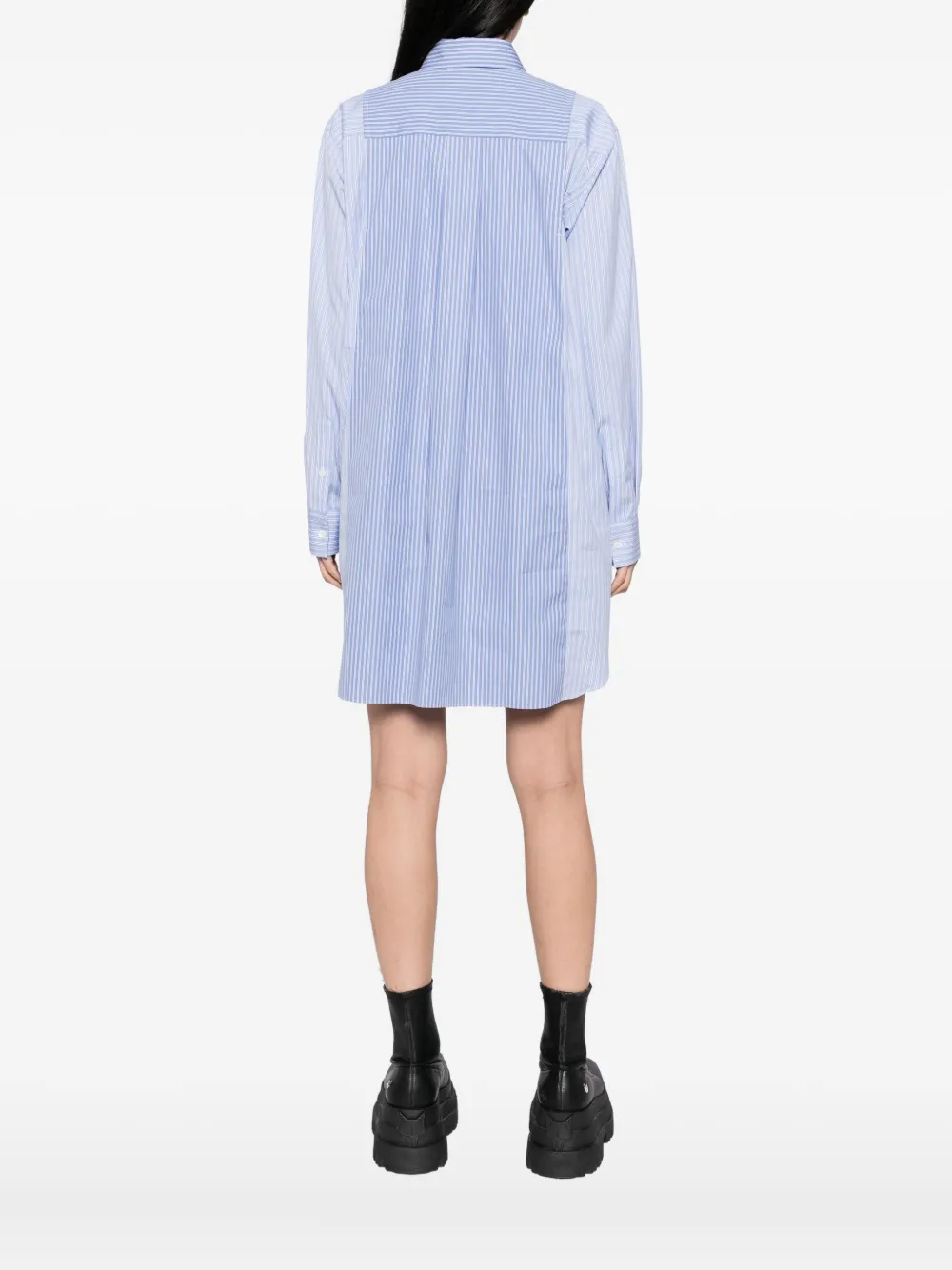 Sacai Striped Shirt Dress In Blue