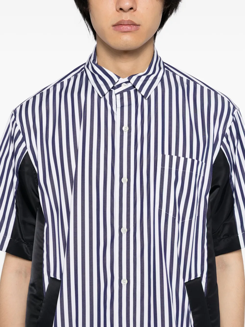 sacai striped poplin shirt Blauw